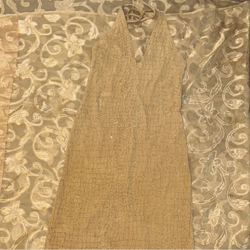 Elegant Gold Halter Dress